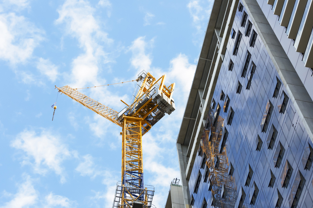 Crane working at construction site for major new office building